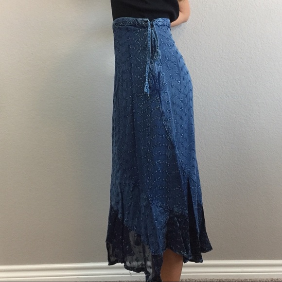 LAST ONE!! Sacred Threads Indigo Denim like Skirt - Picture 3 of 5